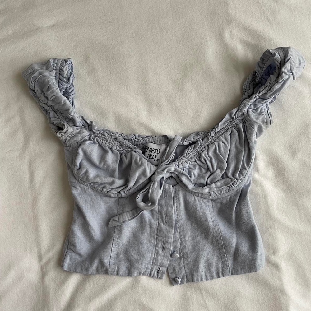 Princess Polly Blue Crop Top - Picture 3 of 5